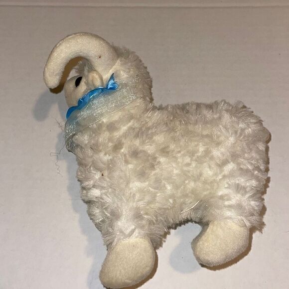 White Ram Plush 6” w/ blue ruffle collar - Picture 3 of 4